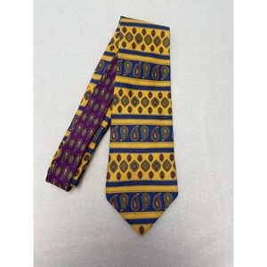 Tommy Hilfiger Mens Silk Paisley Necktie Blue Yellow Purple Business Formal